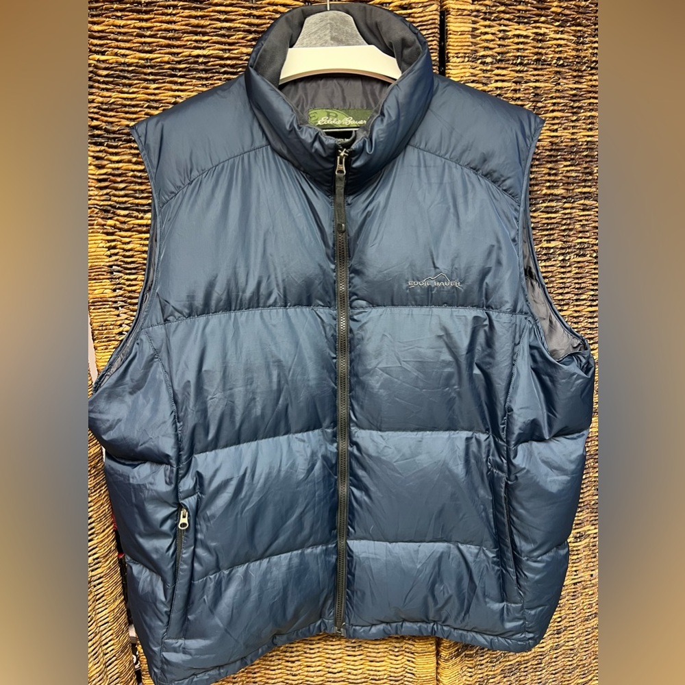 Eddie Bauer- Mens Premium Goose Down Puffer Vest- Navy, Size: XXL‎